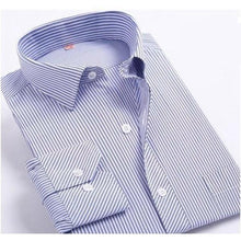 Load image into Gallery viewer, Men&#39;s Light Blue Striped Dress Shirt
