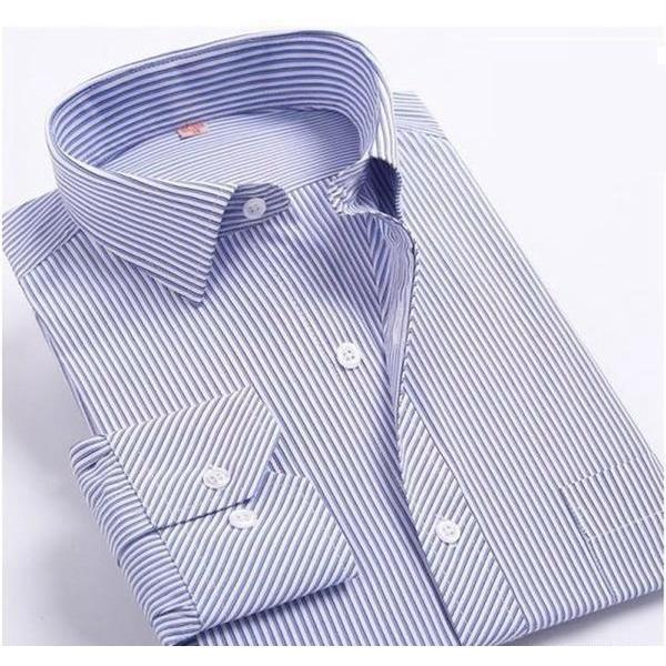 Men's Light Blue Striped Dress Shirt