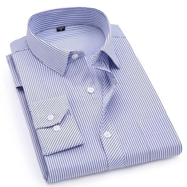 Men's Light Blue Striped Dress Shirt