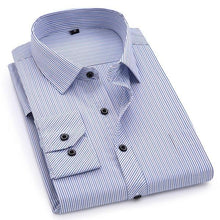 Load image into Gallery viewer, Men&#39;s Light Blue Striped Dress Shirt
