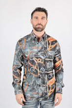 Load image into Gallery viewer, Mens Long Sleeve Modern Fit Stretch Wild Horses Print Shirt
