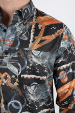 Load image into Gallery viewer, Mens Long Sleeve Modern Fit Stretch Wild Horses Print Shirt
