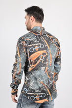 Load image into Gallery viewer, Mens Long Sleeve Modern Fit Stretch Wild Horses Print Shirt
