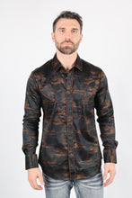 Load image into Gallery viewer, Mens Modern Fit Cotton Stretch Piping Cactus Monogram Print Shirt
