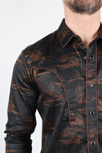 Load image into Gallery viewer, Mens Modern Fit Cotton Stretch Piping Cactus Monogram Print Shirt
