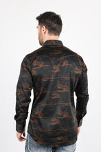Load image into Gallery viewer, Mens Modern Fit Cotton Stretch Piping Cactus Monogram Print Shirt
