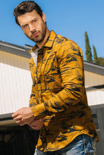 Load image into Gallery viewer, Mens Modern Fit Cotton Stretch Piping Cactus Monogram Print Shirt
