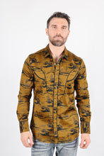 Load image into Gallery viewer, Mens Modern Fit Cotton Stretch Piping Cactus Monogram Print Shirt
