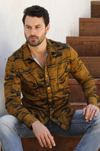 Load image into Gallery viewer, Mens Modern Fit Cotton Stretch Piping Cactus Monogram Print Shirt
