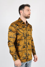 Load image into Gallery viewer, Mens Modern Fit Cotton Stretch Piping Cactus Monogram Print Shirt

