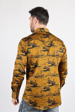 Load image into Gallery viewer, Mens Modern Fit Cotton Stretch Piping Cactus Monogram Print Shirt
