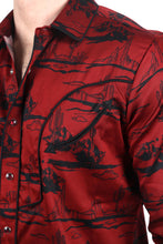Load image into Gallery viewer, Mens Modern Fit Cotton Stretch Piping Cactus Monogram Print Shirt
