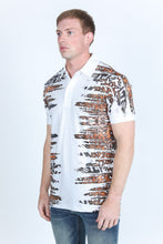 Load image into Gallery viewer, Mens Modern Fit Stretch Baroque Print Polo with Rhinestones
