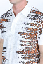 Load image into Gallery viewer, Mens Modern Fit Stretch Baroque Print Polo with Rhinestones
