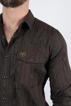 Load image into Gallery viewer, Mens Modern Fit Stretch Lurex Western Long Sleeve Shirt
