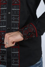 Load image into Gallery viewer, Mens Modern Fit Stretch Multi-Color Aztec Embroidery Shirt

