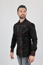 Load image into Gallery viewer, Mens Modern Fit Stretch Multi-Color Aztec Embroidery Shirt

