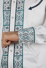Load image into Gallery viewer, Mens Modern Fit Stretch Multi-Color Aztec Embroidery Shirt
