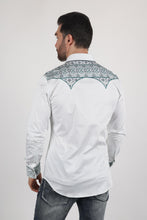 Load image into Gallery viewer, Mens Modern Fit Stretch Multi-Color Aztec Embroidery Shirt
