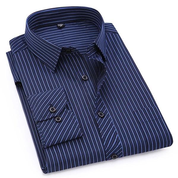Men's Navy Striped Dress Shirt