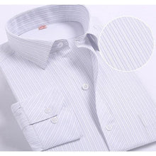 Load image into Gallery viewer, Men&#39;s Pale Gray Striped Dress Shirt
