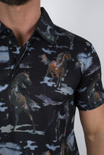 Load image into Gallery viewer, Mens Performance Fabric Modern Fit Stretch Rodeo Print Polos
