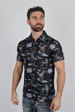 Load image into Gallery viewer, Mens Performance Fabric Modern Fit Stretch Rodeo Print Polos
