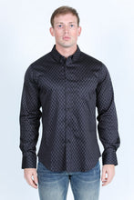 Load image into Gallery viewer, Mens Satin Cotton/Spandex Modern Fit Long Sleeve Shirt - Black

