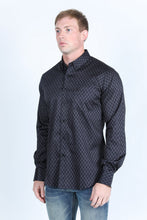 Load image into Gallery viewer, Mens Satin Cotton/Spandex Modern Fit Long Sleeve Shirt - Black
