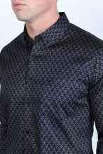 Load image into Gallery viewer, Mens Satin Cotton/Spandex Modern Fit Long Sleeve Shirt - Black
