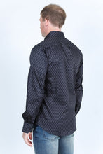 Load image into Gallery viewer, Mens Satin Cotton/Spandex Modern Fit Long Sleeve Shirt - Black
