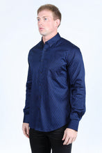 Load image into Gallery viewer, Mens Satin Cotton/Spandex Modern Fit Long Sleeve Shirt - Navy
