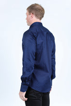 Load image into Gallery viewer, Mens Satin Cotton/Spandex Modern Fit Long Sleeve Shirt - Navy

