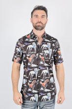 Load image into Gallery viewer, Mens Short Sleeve Modern Fit Stretch Wild Horses Print Shirt
