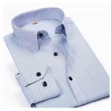Load image into Gallery viewer, Men&#39;s Sky Blue Striped Dress Shirt
