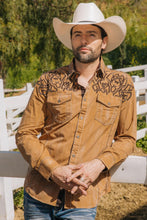 Load image into Gallery viewer, Mens Vintage Washed 2-tone Embroidery Modern Fit Stretch Shirt
