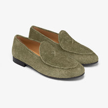 Load image into Gallery viewer, Men's Olive Textured Suede Milano Loafer
