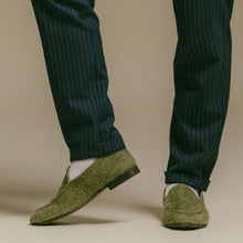 Load image into Gallery viewer, Men's Olive Textured Suede Milano Loafer
