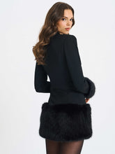 Load image into Gallery viewer, Wenona Black Fur Trimmed V-Neck Mini Blazer Dress
