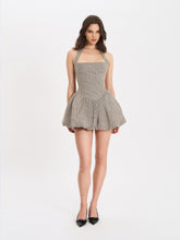 Load image into Gallery viewer, Dacia Plaid Halter Lace-up Bubble Mini Dress
