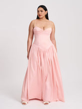Load image into Gallery viewer, Najwa Baby Pink Ruched Breast Drop Waist Maxi Dress
