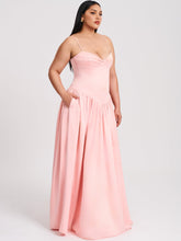 Load image into Gallery viewer, Najwa Baby Pink Ruched Breast Drop Waist Maxi Dress
