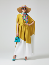 Load image into Gallery viewer, Miyake Style Pleated Dress with Contrast Stitching For Women, SoHo, BYMANYC New York.
