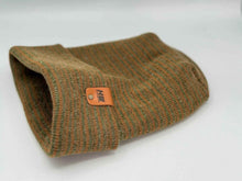 Load image into Gallery viewer, Trending Men’s Beanie – Modern H-Stitch Cuffed Beanie | Brown &amp; Green Contrast | Made in USA
