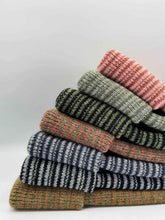 Load image into Gallery viewer, H-Stitch Contrast Cuffed Beanie – Burgundy/Green | Made in USA | Viral TikTok Winter Hat 2025
