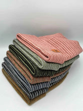 Load image into Gallery viewer, H-Stitch Contrast Cuffed Beanie – Gray/Green | Made in USA | Trending Designer Winter Hat 2025
