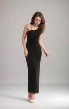Load image into Gallery viewer, Asymmetrical geometric concept hallowed back pencil skirt satin prom dress
