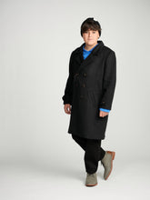 Load image into Gallery viewer, Black Double Breasted Peacoat
