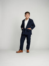 Load image into Gallery viewer, Navy Plaid Windowpane Dress Blazer
