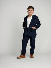 Load image into Gallery viewer, Navy Plaid Windowpane Dress Pants
